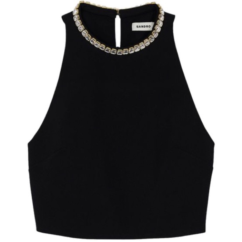 Sandro Rhinestone Crop Tank - Picture 3 of 5